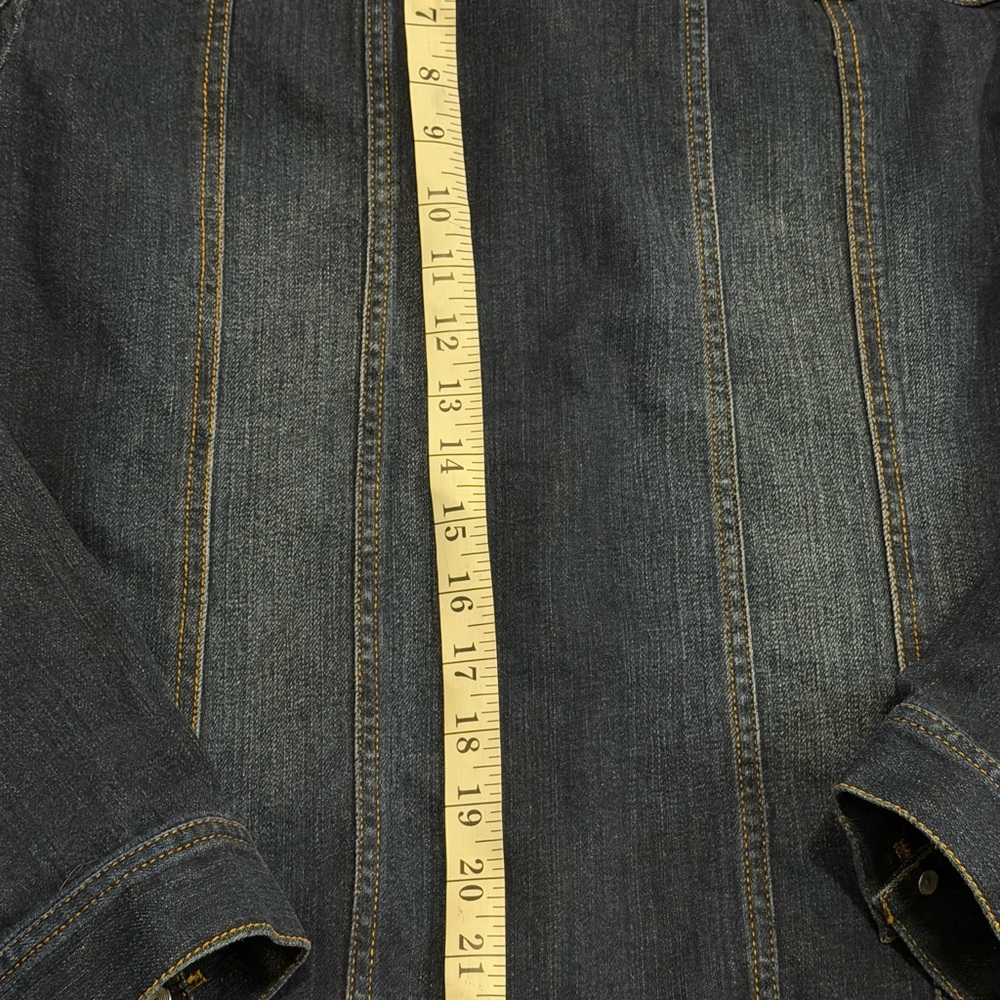 J Jill Blue Denim Trucker Jacket Women’s Small Petite Button Up Pockets Stretch - Picture 9 of 9
